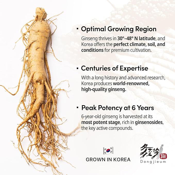 Korean Red Ginseng (6-Year Root) (Enhanced Ginsenoside) 120 Vegan Capsules