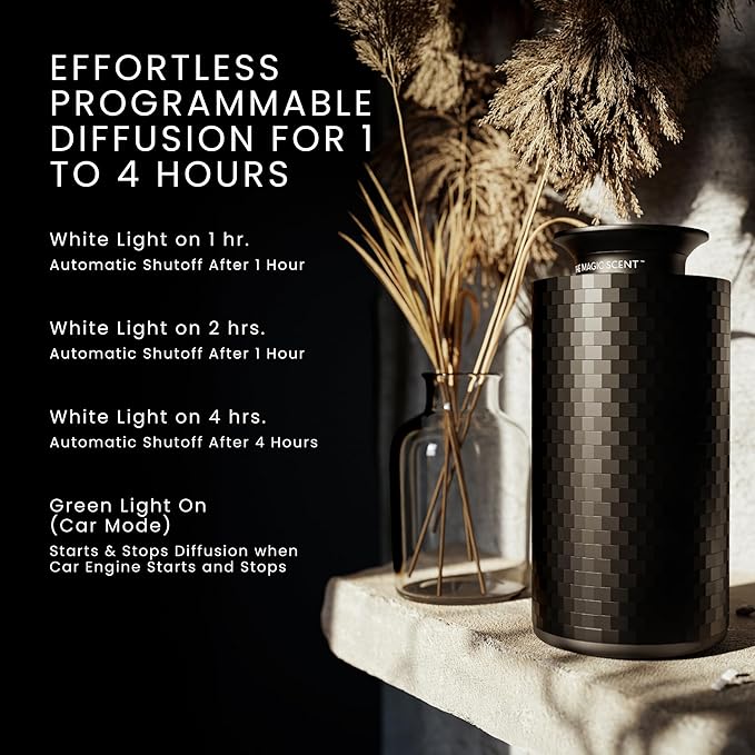 The Magic Scent Mini USB Car Diffuser - Waterless Scent Machine for Home & On-The-Go - Intensity Control & Timer - Waterless Oil Diffuser - Rechargeable Car Air Freshener Diffuser up to 400 sq. ft.