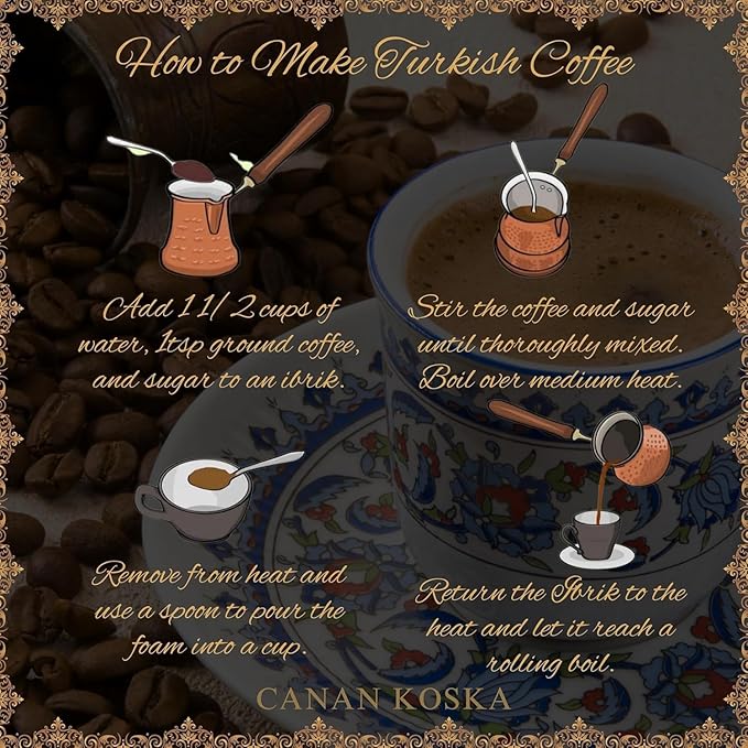 Canan Koska Turkish Coffee Medium Roast Ground Coffee 100% Arabica, Finely Ground for Rich Flavor and Smooth Texture, Ideal for Traditional Brewing in a Cezve - 3.5 Ounce (100g) - Pack Of 3