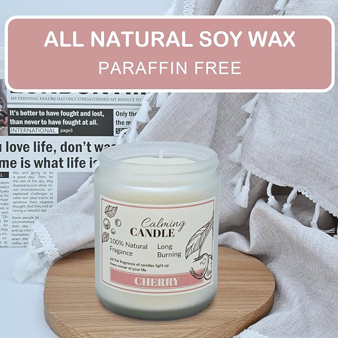 Scented Candles Gifts for Women, Home Decor Soy Candles, Birthday, Valentine, Christmas, Anniversary Aromatherapy Gifts or Just for Enjoying Life and Personal Relaxation Healing (7oz, Cherry)