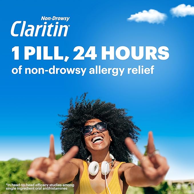 Claritin Allergy Medicine for Adults, 24-Hour Non-Drowsy Loratadine 10mg Pills, Antihistamine, 30 Tablets + 1ct On-The-Go Relief