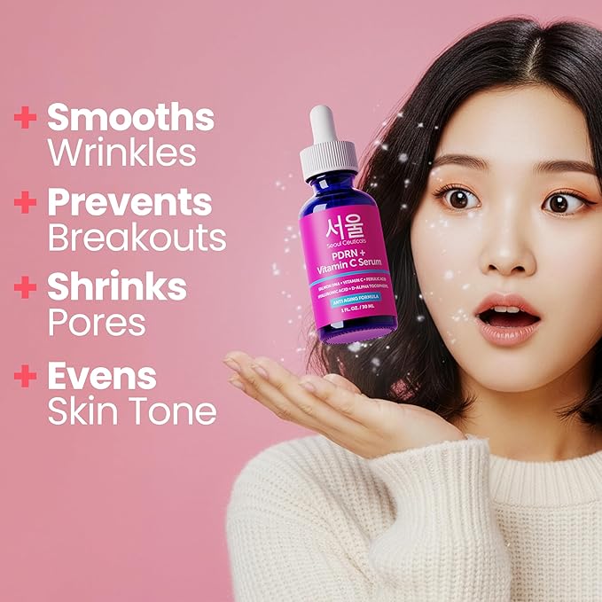SeoulCeuticals PDRN Serum Salmon DNA Vitamin C Serum – Korean Skincare Anti Aging PDNR Skin Repair Booster – K Beauty PDRM Skin Care for Face 1oz