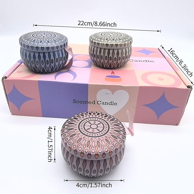 6Pcs Scented Candles Gift Set, Aromatherapy Candles with Lavender, Rose & Spring Scents, Natural Wax Soy Candles for Relaxation, Stress Relief, Home Decor & Gifts for Women