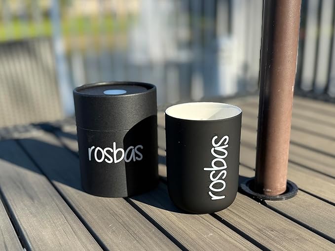 Rosbas Gardenia Scented Candle, Natural Soy Wax, Black Ceramic Jar, 8 oz, Cotton Wick, Long Burn, Non-Toxic, Handmade in USA, Gift Box