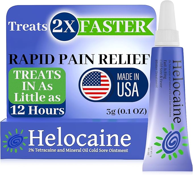 Fast Acting Cold Sore Canker Sore Treatment for Lips & Inside Mouth, Oral and Topical Rapid Pain Relief Over-The-Counter, 3g, 0.1 oz Tube, 1 Pack