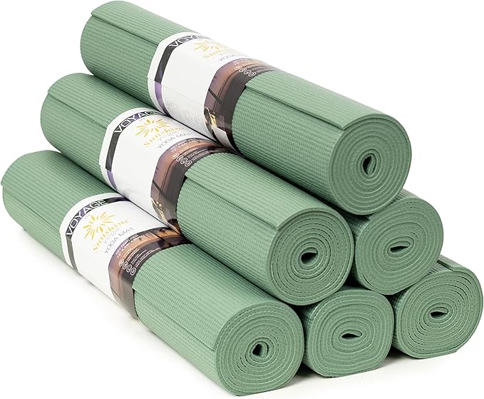 Sunshine Yoga Voyage Yoga Mat, 6 Pack, 72" x 24" Professional Studio and Gym Bulk Yoga Mats, 5mm Thick, Durable, Anti-Tear, Non Slip Fitness and Exercise Mats