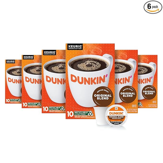 Dunkin' Original Blend Medium Roast Coffee, 60 Keurig K-Cup Pods