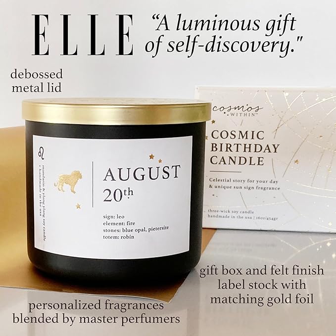 December 14th Personalized Zodiac Candle | Inspirational Astrology Reading and Daily Affirmation for Your Birthdate | Handmade Sagittarius Candles | Astrology Birthday Gifts for Women
