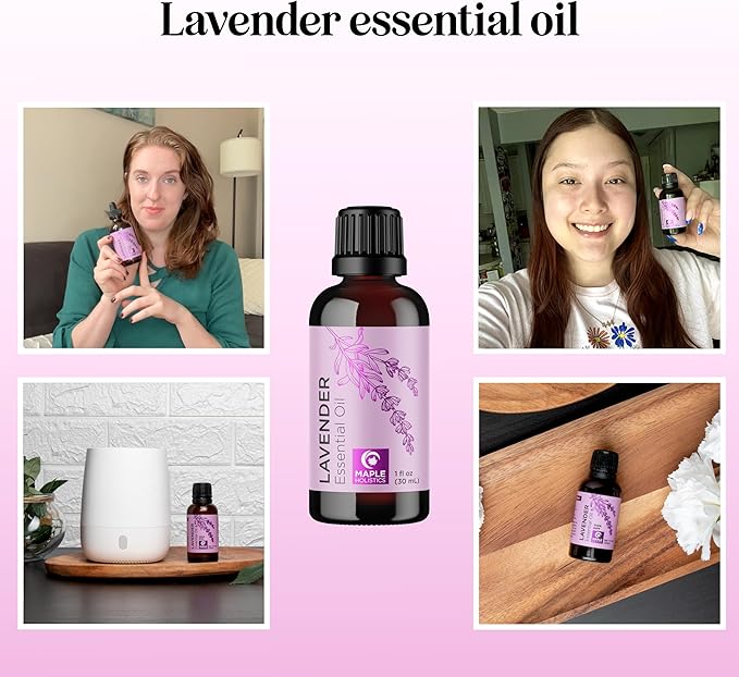 Pure Lavender Essential Oil - Lavender Oil for Hair Skin and Nails Plus Aromatherapy Diffusers Humidifiers Linens and Baths for at Home Spa Self Care - Premium Grade Non-GMO in Glass Bottle (1 Fl Oz)