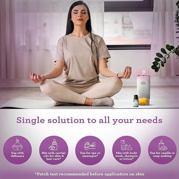 GuruNanda Essential Oils Set for Diffusers, 100% Pure, Aromatherapy, Massage, Candle & Soap Making Lavender, Peppermint, Eucalyptus, Grapefruit, Lemongrass, Ylang Ylang 0.33 Fl Oz (Pack of 6)