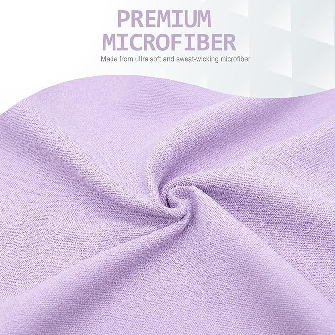 Eunzel Yoga Towel,Hot Yoga Mat Towel with Grip Dots Sweat Absorbent Non-Slip for Hot Yoga, Pilates and Workout 24" x72", Taro Purple