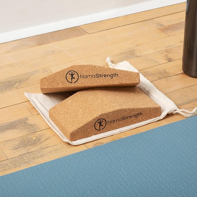 NamaStrength Cork Yoga Wedge Block - Non-Slip Wrist Support, Set of 2
