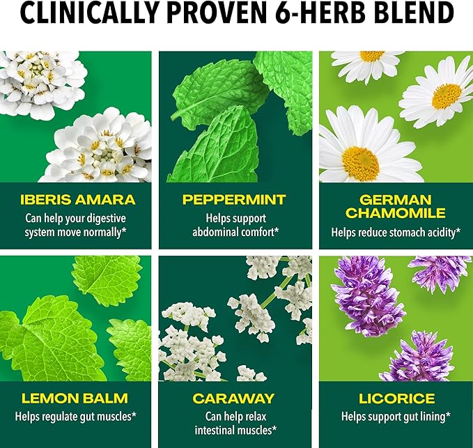 Iberogast Softgels, Herbal Relief of Stomach Upsets: Occasional Indigestion, Bloating, Gas, Nausea, Upset Stomach; 6-Herb Blend with Iberis Amara, Peppermint, Licorice, Lemon Balm; 30ct