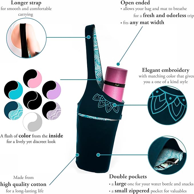 Zenifit Yoga Mat Bag – Versatile Yoga Bag with Mat Straps & Storage Pockets, Holds Yoga & Pilates Mats, Lightweight & Durable
