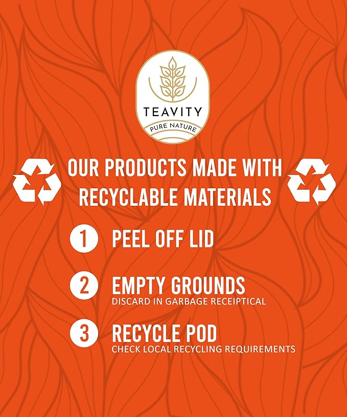 Coconut Island Teavity Organic Ginger Cinnamon Cardamom Rooibos Tea Pods for Keurig (12 Pods)