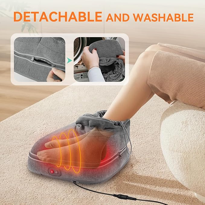 Snailax Foot Massager with Heat, Heated Foot Warmer Under Desk, Vibration Feet Massager Machine with 3 Vibrating Modes & 2 Heating Levels, Remote Control, Foot Heater