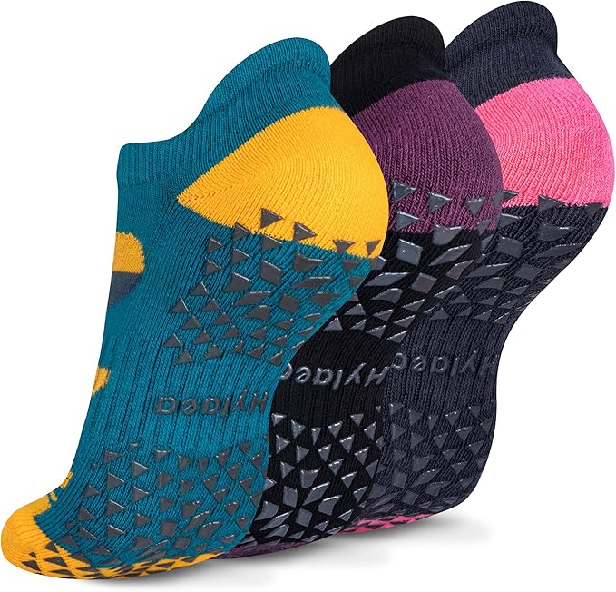 Hylaea Unisex Non Slip Socks with Grip for Yoga, Hospital, Pilates, Barre | Ankle, Cushioned