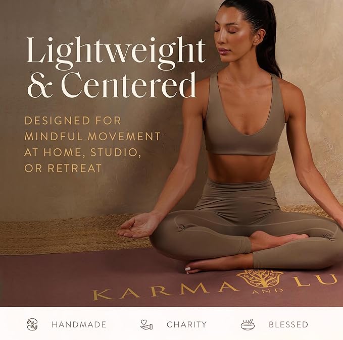 KARMA AND LUCK Sacred Harmony Yoga Towel, Absorbent, Non-Slip Hot Yoga Mat Towel, Silicone Grip & Soft Terry Suede for Mindful Movement & Spiritual Alignment, 26” x 72”
