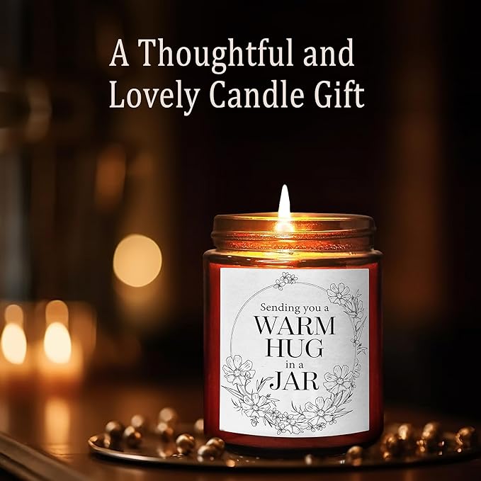 Sending Hug Gifts for Women Men - Warm Hug Scented Candle - Relaxing, Get Well, Sympathy Gift - Gift for Her Bestie Best Friend Coworker - Lavender Eucalyptus Natural Soy Wax Candle for Home
