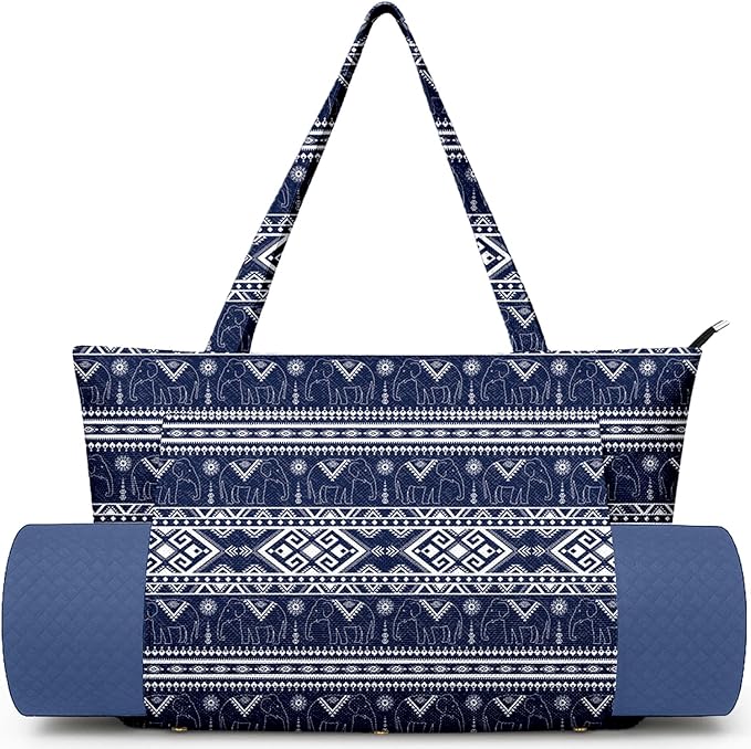 Adalore Women's Yoga Bag with Yoga Mat Carrier - Large Mat Pocket Fitness Tote for Pilates, Gym, Travel, Office & Beach