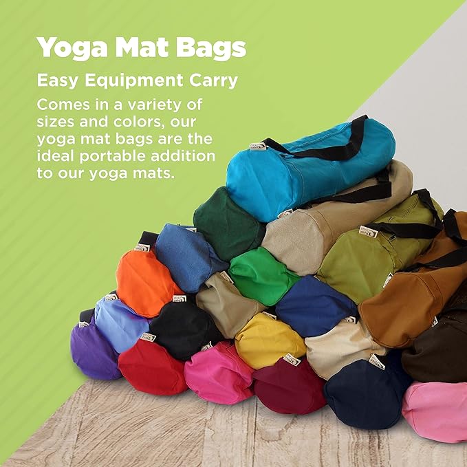 Premium Cotton Yoga Mat Bag with Shoulder Strap - Durable, Breathable and Lightweight Gym Bag to Carry the Standard or Extra Large Mat Sizes - Ideal for Yoga, Pilates & Fitness Equipment