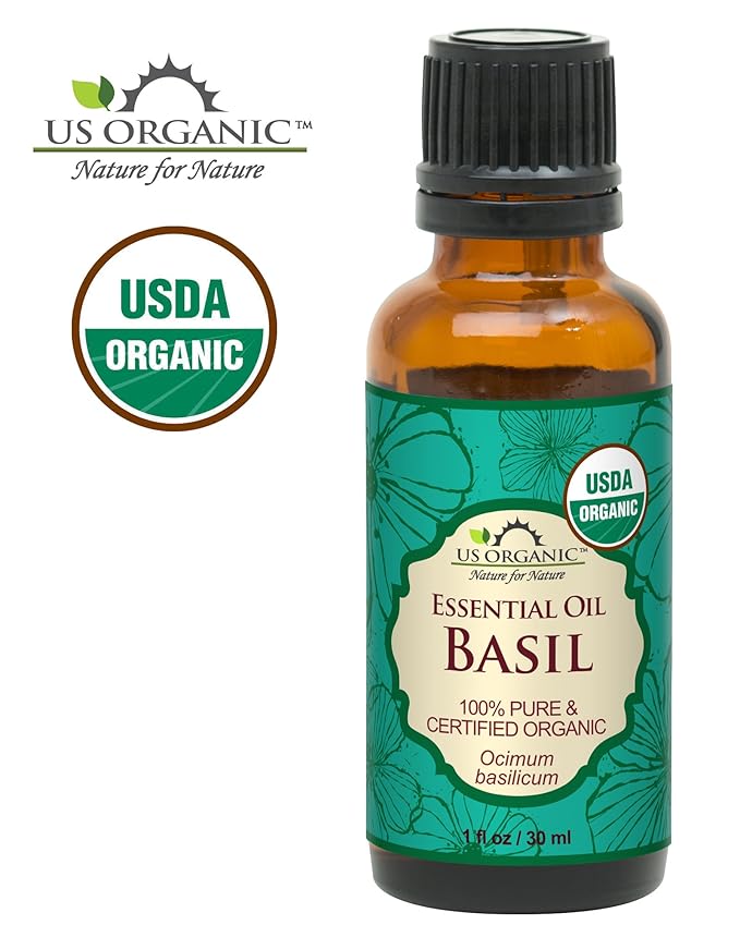 US Organic 100% Pure Basil Essential Oil - USDA Certified Organic, Steam Distilled W/Euro droppers (More Size Variations Available) (30 ml / 1 fl oz)