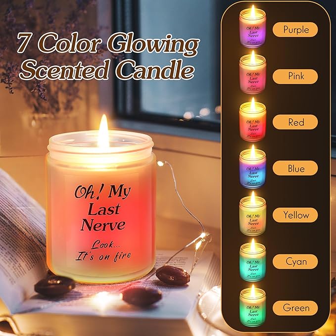 Valentine's Day Glowing Scented Candles with Sensor Light, Aromatherapy Candles Gifts for Women, Rose Vanilla Lavender Candle, Natural Soy Candle for Home Scented, Women Valentine Gift