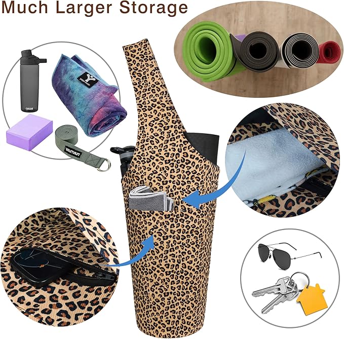 Fashion Printed Yoga Mat Bag with Large Side Pocket & Zipper Pocket Long Tote Yoga Bag Fit Most Size Mats - Holds More Yoga Accessories