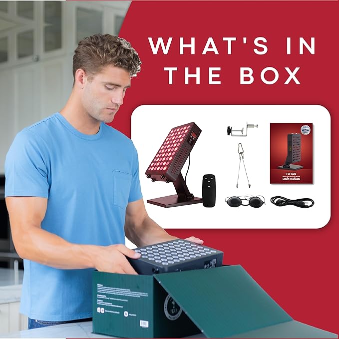 Red Light Therapy for Body & Face - 660nm & 850nm Infrared Red Light Therapy Panel for Skin, Muscles & Recovery – Full-Body LED Light Therapy Device with Stand