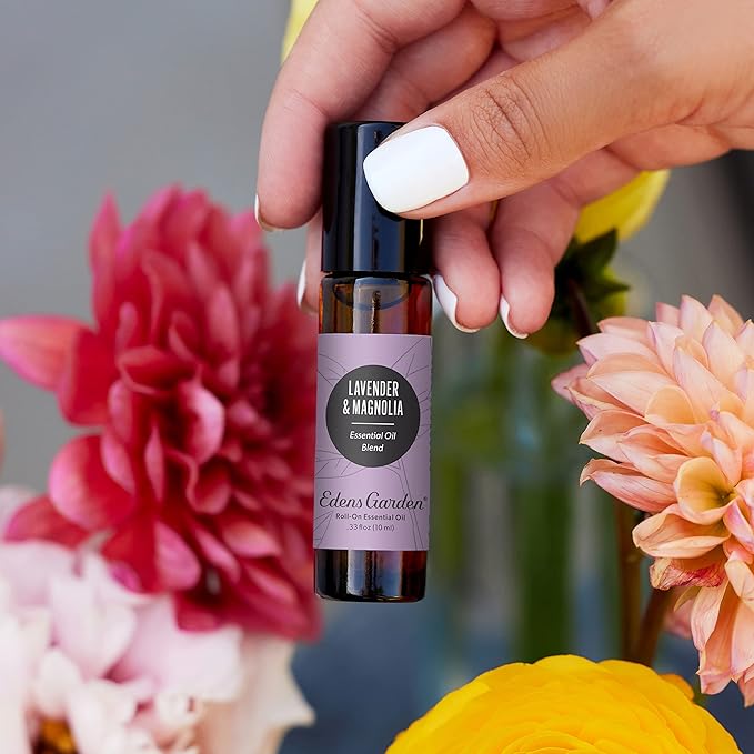 Edens Garden Lavender Magnolia Essential Oil Roll-On Blend- 100% Pure Premium Grade, Natural, Therapeutic, Aromatherapy, Kid & Skin Safe, The Best for Gifts, Relaxation Pre-Diluted 10 ml (.33 fl oz)