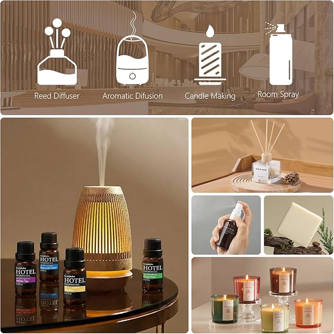 Essential Oils Set-Hotel Collection Diffuser Oil Gift Set,Premium Essential Oil for Diffusers, Home Care, Fragrance, Humidifiers (Hotel-6Pcs Set)
