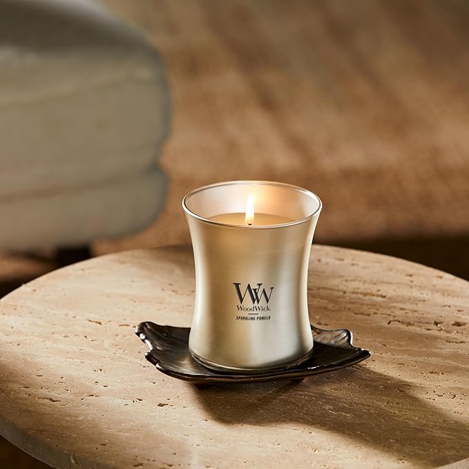 WoodWick Sparkling Pomelo Holiday Candle Gifts for Women and Men, 9.7 oz Precious Metals Collection with Crackling Wick