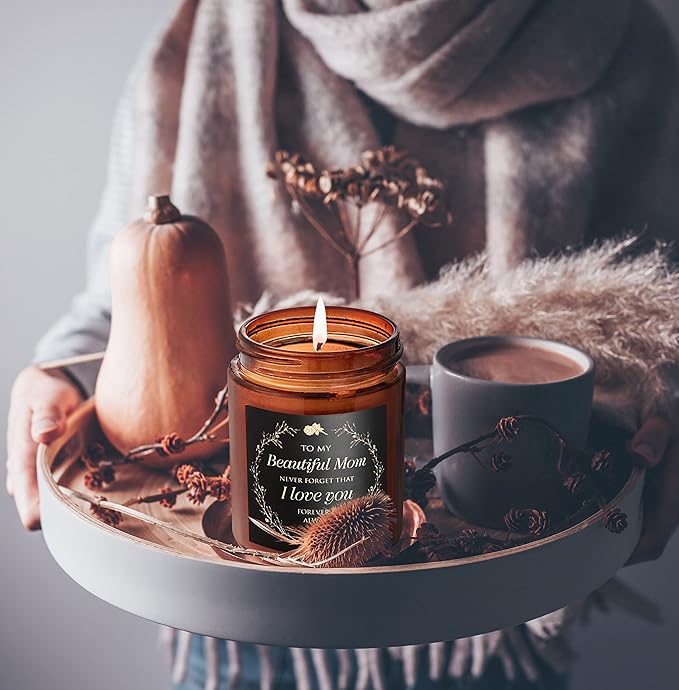 Candle Gifts for Mom from Son Daughter - Best Mothers Day, Love You, Birthday Gift for Her - Aromatherapy Relaxing Candle for Women, New Mom - Natural Soy Wax Jasmine Jar Candle for Home