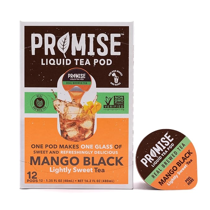 Promise Tea by Java House - Cold-Brewed Tea Concentrate Pods - Ethically Sourced - Mango Black Lightly Sweet Tea - Pack of 12