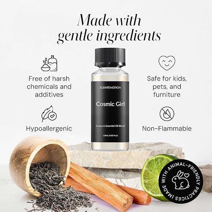 Cosmic Girl Diffuser Fragrance Oil Ferrari-Inspired| Essential Oils Blend for Home, Ultrasonic & Waterless Diffusers| Cedarwood, White Tea & Soku Lime | 4.05 fl oz, 120mL
