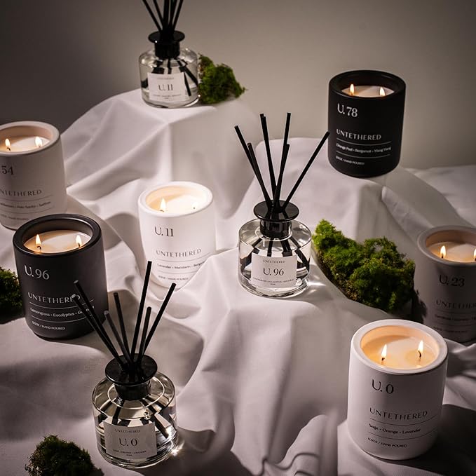 U.96 Luxury Scented Candle – Lemongrass, Eucalyptus & Amber | Hand-Poured in USA w/ 100% Natural Coconut & Apricot Wax | Double Wick, Long-Lasting Aromatherapy Candle for Home, Gift, & Rest (12.5 oz)