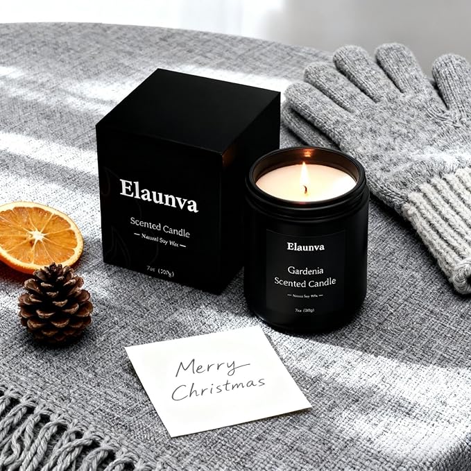 Gardenia Scented Candle,7oz(200g),Natural Soy Wax,Fall Aromatherapy Candle/swinter,Home Decorations,Christmas Gifts Stress Relief and Relax Gift for Men and Women,(Gardenia)