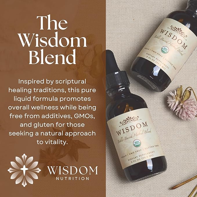 Organic Turmeric, Frankincense and Myrrh – Herbal Supplement Blend for Energy, Detox, Focus, Immunity & Stress – Non-GMO Vegan Tonic with Milk Thistle – Wisdom Bible Based Blend – 2oz Liquid Drops