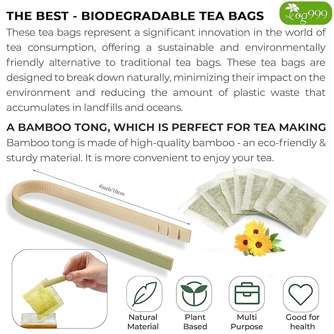 TOG999, Premium 60 Moringa Leaf Tea Bags, 100% Natural & Pure. Loose Leaf Moringa Herbal Tea. No Sugar, No Caffeine, No Gluten, Vegan.