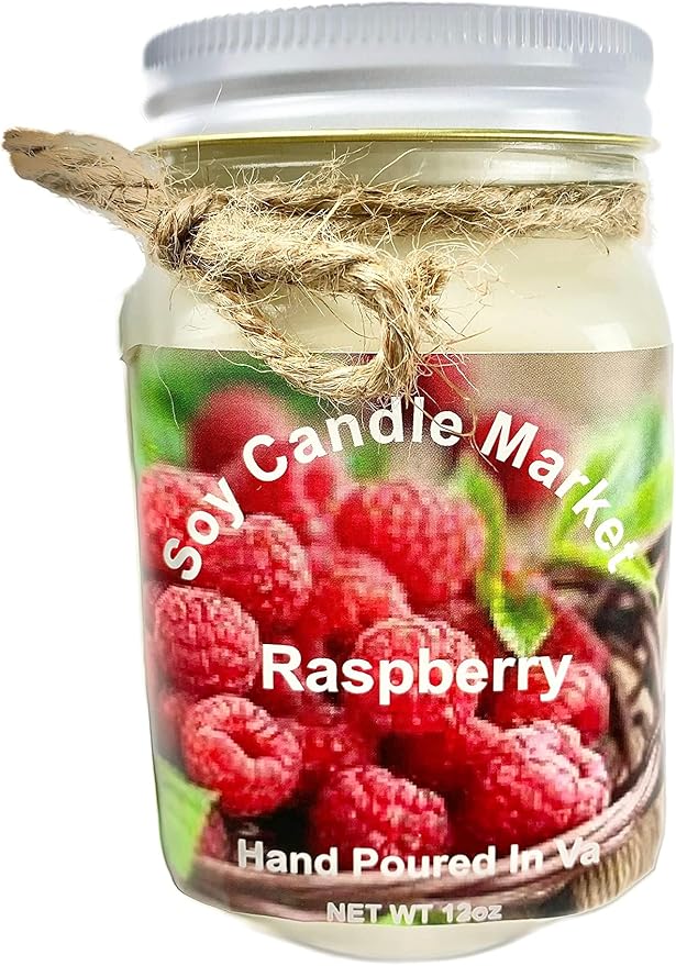 Soy Scented Candles | Handmade & Highly Aromatic Candles Burns Upto 85 Hours in Glass Jar - Perfect for Home Decor, Wedding, Birthday, Dinner (Raspberry, 16 oz)