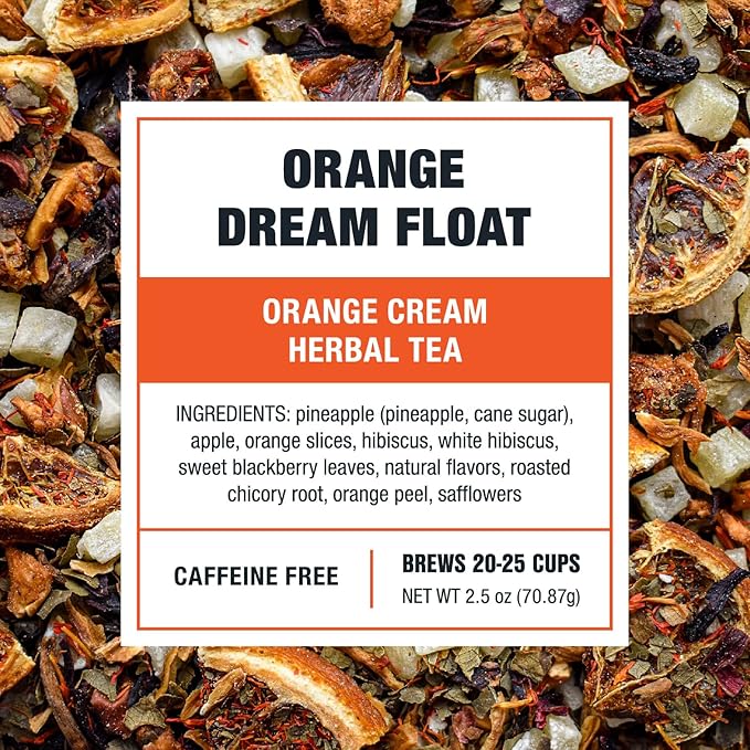 Tiesta Tea - Orange Dream Float Tea, Loose Leaf, Orange Cream Herbal Tea, Premium Caffeine-Free Tea Blend, Make Hot or Iced & Up to 25 Cups, 2.5 oz Resealable Pouch