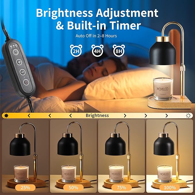 Candle Warmer Lamp with Timer Dimmer, House Warming Gifts New Home Decor, Birthday Gifts for Women Mom, Wax Melt Warmer for Jar Candles, Adjustable Height with 2 Bulbs