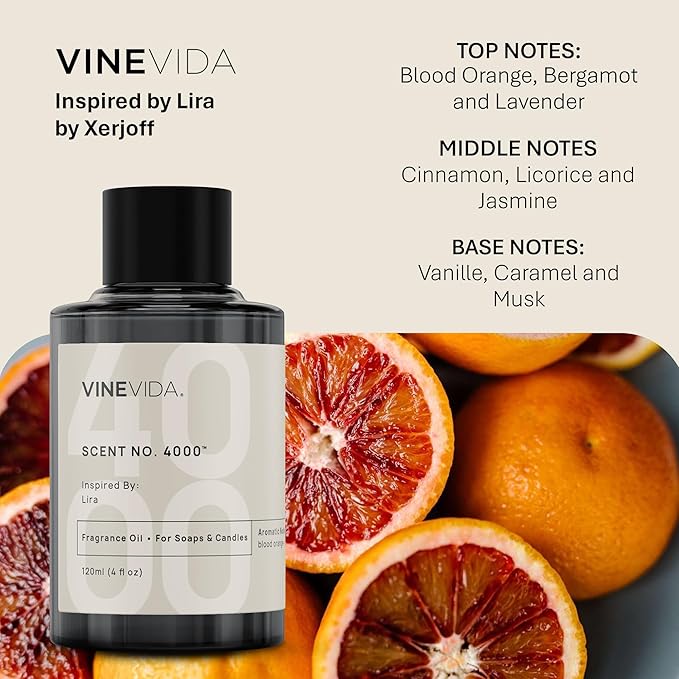 VINEVIDA [120mL] Lira Fragrance Oil for Candle Making - Natural Candle Oil Scents - Soap Making Essential Oil - Made in USA