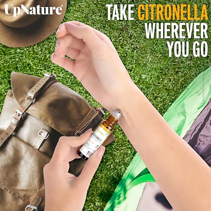 UpNature Citronella Oil Roll On – 100% Natural Citronella Essential Oil for Skin - Camping Essentials