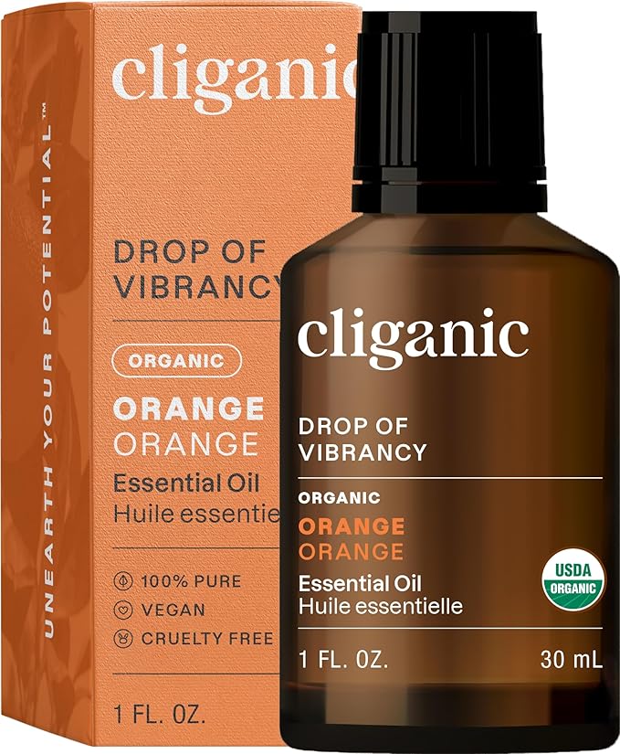 Cliganic Organic Sweet Orange Essential Oil, 1oz - 100% Pure Natural for Aromatherapy Diffuser | Non-GMO Verified (Packaging May Vary)