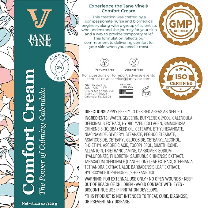 Calendula Cream – Radiation Relief Cream and Sunburn Relief for Itchy or Sun-Exposed Skin – With Aloe, Jojoba, and Dandelion – Alcohol Free & Unscented Calendula Ointment – 4.2 oz