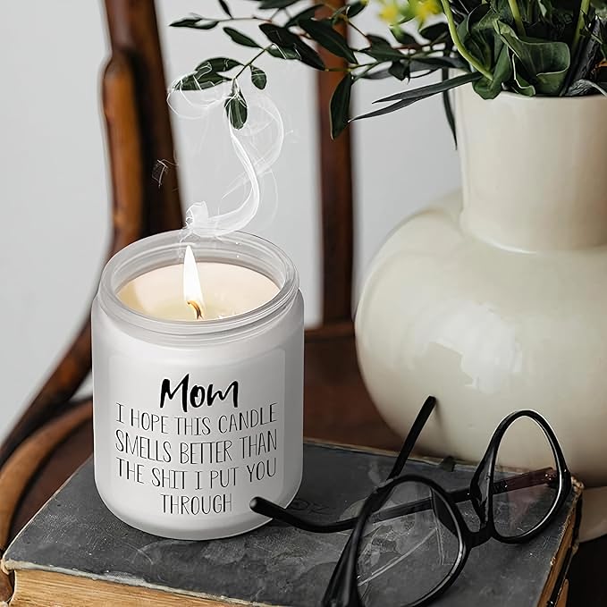 LOVERY Mother’s Day Gifts, Gifts for Mom from Daughter, Son - Mom Gifts, Funny Birthday Gifts for Mom, Mothers Day Gifts for Mom, Vanilla Candles, 9oz Scented Soy Candle, White