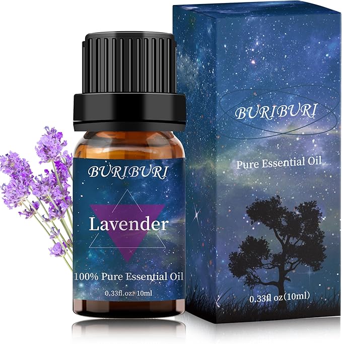 BURIBURI Lavender Essential Oil for Diffuser, Skin, Soap & Candle Making, 100% Pure Undiluted Natural Organic Lavender Aromatherapy Oils 10ml