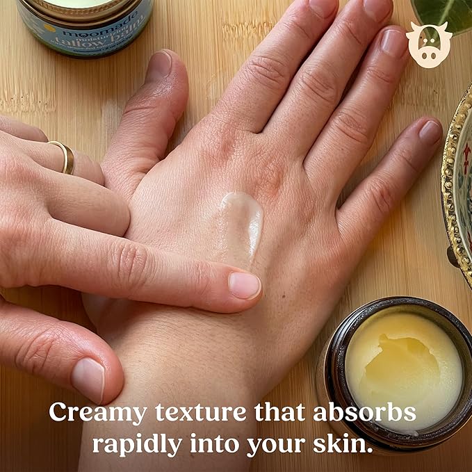 Organic Beef Tallow Balm with Frankincense, Lavender, & Rosehip Oil, 2 oz – Hand Made in USA Tallow Moisturizer for Dry, Sensitive Skin, Rosacea, Eczema | Natural Hydration for Face & Body