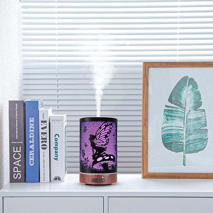 Essential Oil Diffuser, Ultrasonic Diffuser for Essential Oil, Cool Mist Humidifier Aromatherapy Diffuser with 7 Color Lighting Changing Modes, Waterless Auto Shut-Off for Home（Flower Fairy）